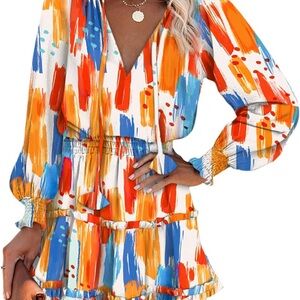 Vibrant Abstract Long Sleeve Dress
